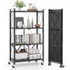 Giantex 4-Tier Foldable Storage Shelf, Collapsible Shelving Unit Display with Lockable Wheels, Heavy-Duty Metal Storage Organizer, Folding Storage Rack for Tool Room, Garage, Kitchen, Living Room (1)(1)