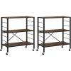 Giantex 4-Tier Folding Storage Shelf of 2, Collapsible Shelving Unit with Lockable Wheels & Adjustable Shelf, Heavy-Duty Organizer on Wheels, Storage Rack for Tool Room, Garage, Kitchen(2)