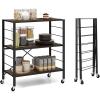 Giantex 4-Tier Folding Storage Shelf of 2, Collapsible Shelving Unit with Lockable Wheels & Adjustable Shelf, Heavy-Duty Organizer on Wheels, Storage Rack for Tool Room, Garage, Kitchen(1)
