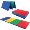 Giantex 4’x10’x 2″ Gymnastics Mat, 4-Panel Folding Aerobics Exercise Mat w/Hook & Loop Fastener, Carrying Handle, Portable Tumbling Mat for Stretching Yoga Cheerleading Martial Arts(Rainbow)