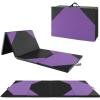 Giantex 4’x10’x 2″ Gymnastics Mat, 4-Panel Folding Aerobics Exercise Mat w/Hook & Loop Fastener, Carrying Handle, Portable Tumbling Mat for Stretching Yoga Cheerleading Martial Arts(Purple/Black)