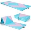 Giantex 4’x10’x 2″ Gymnastics Mat, 4-Panel Folding Aerobics Exercise Mat w/Hook & Loop Fastener, Carrying Handle, Portable Tumbling Mat for Stretching Yoga Cheerleading Martial Arts(Pink/Light Blue)