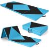 Giantex 4’x10’x 2″ Gymnastics Mat, 4-Panel Folding Aerobics Exercise Mat w/Hook & Loop Fastener, Carrying Handle, Portable Tumbling Mat for Stretching Yoga Cheerleading Martial Arts(Black/Blue)