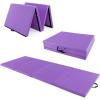 Giantex 4’x10’x 2″ Gymnastics Mat, 4-Panel Folding Aerobics Exercise Mat w/Hook & Loop Fastener, Carrying Handle, Portable Tumbling Mat for Stretching Yoga Cheerleading Martial Arts(Purple)