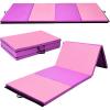Giantex 4’x10’x 2″ Gymnastics Mat, 4-Panel Folding Aerobics Exercise Mat w/Hook & Loop Fastener, Carrying Handle, Portable Tumbling Mat for Stretching Yoga Cheerleading Martial Arts(Purple/Pink)