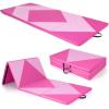 Giantex 4’x10’x 2″ Gymnastics Mat, 4-Panel Folding Aerobics Exercise Mat w/Hook & Loop Fastener, Carrying Handle, Portable Tumbling Mat for Stretching Yoga Cheerleading Martial Arts(Rose/Pink)