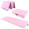 Giantex 4’x10’x 2″ Gymnastics Mat, 4-Panel Folding Aerobics Exercise Mat w/Hook & Loop Fastener, Carrying Handle, Portable Tumbling Mat for Stretching Yoga Cheerleading Martial Arts(Pink)