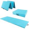 Giantex 4’x10’x 2″ Gymnastics Mat, 4-Panel Folding Aerobics Exercise Mat w/Hook & Loop Fastener, Carrying Handle, Portable Tumbling Mat for Stretching Yoga Cheerleading Martial Arts(Light Blue)