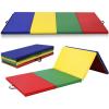 Giantex 4’x10’x 2″ Gymnastics Mat, 4-Panel Folding Aerobics Exercise Mat w/Hook & Loop Fastener, Carrying Handle, Portable Tumbling Mat for Stretching Yoga Cheerleading Martial Arts(Multicolor)