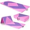 Giantex 4’x10’x 2″ Gymnastics Mat, 4-Panel Folding Aerobics Exercise Mat w/Hook & Loop Fastener, Carrying Handle, Portable Tumbling Mat for Stretching Yoga Cheerleading Martial Arts(Pink/Purple)