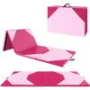 Giantex 4’x10’x 2″ Gymnastics Mat, 4-Panel Folding Aerobics Exercise Mat w/Hook & Loop Fastener, Carrying Handle, Portable Tumbling Mat for Stretching Yoga Cheerleading Martial Arts(Pink/Rose)