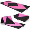 Giantex 4’x10’x 2″ Gymnastics Mat, 4-Panel Folding Aerobics Exercise Mat w/Hook & Loop Fastener, Carrying Handle, Portable Tumbling Mat for Stretching Yoga Cheerleading Martial Arts(Black/Rose)