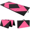 Giantex 4’x8′ Gymnastics Mat, 2″ Thick Folding Tumbling Mat with Carrying Handles, Foldable Gym Mat with Hook and Loop Fastener, Cheer Mats for Kids Adults Home Exercise Aerobics Fitness(Black/Pink)