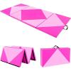 Giantex 4’x8′ Gymnastics Mat, 2″ Thick Folding Tumbling Mat with Carrying Handles, Foldable Gym Mat with Hook and Loop Fastener, Cheer Mats for Kids Adults Home Exercise Aerobics Fitness(Pink/Purple)