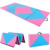 Giantex 4’x8′ Gymnastics Mat, 2″ Thick Folding Tumbling Mat with Carrying Handles, Foldable Gym Mat with Hook and Loop Fastener, Cheer Mats for Kids Adults Home Exercise Aerobics Fitness(Rose/Blue)