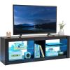 Giantex 55″ LED Light TV Stand – Media Console for TVs up to 65 inches, Entertainment Center with 22 Dynamic Light Mode, Adjustable Tempered Glass Shelves, Storage Cubes, Remote Control TV Console
