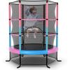 Giantex 55” Mini Kids Trampoline With Safety Enclosure Net, ASTM Approved, No-Gap Safe Design, Easy to Assemble 4.6 Ft Outdoor Indoor Small Toddler(Pink+Blue)
