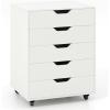 Giantex 5-Drawer Storage Cabinet, Mobile Lateral File Cabinet with Drawers, Wheels, Rolling Chest of Drawers, 19.5″ x 16″ x 25.5″ for Office Under Desk Living Room, Study(White)