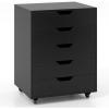 Giantex 5-Drawer Storage Cabinet, Mobile Lateral File Cabinet with Drawers, Wheels, Rolling Chest of Drawers, 19.5″ x 16″ x 25.5″ for Office Under Desk Living Room, Study(Black)
