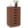 Giantex 5-Drawer Storage Cabinet, Mobile Lateral File Cabinet with Drawers, Wheels, Rolling Chest of Drawers, 19.5″ x 16″ x 25.5″ for Office Under Desk Living Room, Study(Walnut)