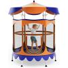 Giantex 5Ft Trampoline for Kids, 60″ Carousel Toddler Trampoline with Detachable Shade Cover, Seamless Design, Outdoor Indoor Mini Small Cute Trampoline for Boys Girls Aged 3-6 Gift(Orange/Blue)