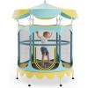 Giantex 5Ft Trampoline for Kids, 60″ Carousel Toddler Trampoline with Detachable Shade Cover, Seamless Design, Outdoor Indoor Mini Small Cute Trampoline for Boys Girls Aged 3-6 Gift(Yellow/Green)