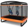 Giantex 6 FT Trampoline for Kids, Toddler Rebounder with Swing & Safety Enclosure Net, ASTM Approved, Rectangle Indoor & Outdoor Mini Kids Trampoline(Orange)