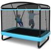Giantex 6 FT Trampoline for Kids, Toddler Rebounder with Swing & Safety Enclosure Net, ASTM Approved, Rectangle Indoor & Outdoor Mini Kids Trampoline(Blue)