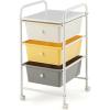 Giantex 6 Storage Drawer Cart Rolling Organizer Cart for Tools Scrapbook Paper Home Office School Multipurpose Mobile Utility Cart (Black Gradient)(Beige+Yellow+Gray)