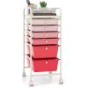 Giantex 6 Storage Drawer Cart Rolling Organizer Cart for Tools Scrapbook Paper Home Office School Multipurpose Mobile Utility Cart (Black Gradient)(Pink Gradient)