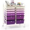 Giantex 6 Storage Drawer Cart Rolling Organizer Cart for Tools Scrapbook Paper Home Office School Multipurpose Mobile Utility Cart (Black Gradient)(Purple Gradient)