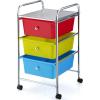 Giantex 6 Storage Drawer Cart Rolling Organizer Cart for Tools Scrapbook Paper Home Office School Multipurpose Mobile Utility Cart (Black Gradient)(Red+Green+Turquoise)