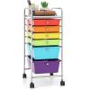 Giantex 6 Storage Drawer Cart Rolling Organizer Cart for Tools Scrapbook Paper Home Office School Multipurpose Mobile Utility Cart (Black Gradient)(Red+Orange+Green+Turquoise+Purple)