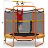 Giantex 60″ Trampoline for Kids, Heavy Duty Small Mini Toddler Trampoline with Ring and Horizontal Bar, Adjustable Height, Max Weight 330 lbs, 5 Ft Outdoor Indoor Trampolines for 3-7 Ages(Orange)