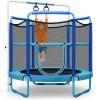 Giantex 60″ Trampoline for Kids, Heavy Duty Small Mini Toddler Trampoline with Ring and Horizontal Bar, Adjustable Height, Max Weight 330 lbs, 5 Ft Outdoor Indoor Trampolines for 3-7 Ages(Blue)
