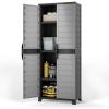 Giantex 68″ Lockable Storage Cabinet, PP Garage Storage Shed with Doors, 3 Adjustable Shelves, Freestanding Tool Locker, Shelving Unit for Pantry, Basement, Laundry Room or Mudroom