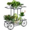 Giantex 6-Tier Plant Stand Flower Pot Holder Metal Flower Display Shelf with 4 Decorative Wheels Multilayer Parisian Style Plant Pot Holder Rack for Indoor, Garden, Patio, 32″L x 10″Wx 30″H, Black