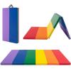 Giantex 6’x4’x2 Gymnastics Mat, Folding Anti-Tear Tumbling Mat w/Carrying Handles, Hook and Loop Fastener, Lightweight Gymnastics Panel Mat, Folding Exercise Aerobics Mats for Gym Home(Muticolor)