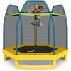 Giantex 7 Ft Trampoline for Kids, Heavy Duty Steel Frame Small Mini Toddler Trampoline, Great Gifts for Boys Girls, Outdoor Indoor Kids Trampoline with Net, for Age 3-8(Blue/ Yellow)