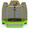 Giantex 7 Ft Trampoline for Kids, Heavy Duty Steel Frame Small Mini Toddler Trampoline, Great Gifts for Boys Girls, Outdoor Indoor Kids Trampoline with Net, for Age 3-8(Yellow/ Green)