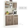 Giantex 71″ Buffet Hutch Cabinet with Power Outlet, Kitchen Hutch Sideboard, Buffet Pantry on Island, Wood Kitchenware Server with Drawer, Shelf and Storage Cabinet (White & Walnut)(White & Walnut)