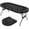 Giantex 8 Player Poker Table Foldable, 72″ Portable Folding Texas Holdem Poker Tables w/Padded Rails, Cup Holders, Casino Grade Felt Surface, Oval Card Game Poker Table for Game Room (Black)(Black)