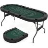Giantex 8 Player Poker Table Foldable, 72″ Portable Folding Texas Holdem Poker Tables w/Padded Rails, Cup Holders, Casino Grade Felt Surface, Oval Card Game Poker Table for Game Room (Black)(Black+green)
