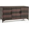 Giantex 84-Gallon Wicker Deck Box – Patio Storage Cabinet, 3-Door PE Rattan Storage Container with Removable Shelves, Indoor & Outdoor Package Box for Porch, Patio Furniture Cushions Tools (Brown)(Brown)