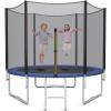 Giantex 8Ft 10Ft 12Ft 14Ft 15Ft 16Ft Trampoline for Kids Adults, ASTM Approved Trampoline with Net, Thickness Steel Pipes Wear-Resistant All Weather Outdoor Large Recreational Trampoline with Ladder(Light Blue)