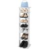 Giantex 8-Tier Vertical Shoe Rack, Patented Corner Shoe Storage Organizer for 8 Pairs, Freestanding Narrow Shoe Rack, Morden Space-Saving Shoe Tower for Entryway, Living Room, Bedroom (White, Single)(White)