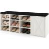 Giantex 9 Cubes Shoe Bench with Storage, Adjustable Shelves Storage Bench Rack with Removable Padded Cushion, 3 Tier Shoe Storage Bench with Cabinet for Entryway, Hallway, Rustic Brown(White)