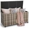 Giantex 96-Gallon Outdoor Storage Box – PE Wicker Deck Box with Lid, 4 Wheels, Waterproof Liner, outside Rattan Storage Container for Patio Cushions, Garden Tools Accessories Storage Box (Mix Brown)(Mix Grey)