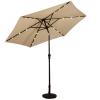 Giantex 9ft Market Patio Umbrella w/ Solar Lights, Outdoor Table Umbrella w/ Push Button Tilt and Crank, for Market Garden Beach Pool