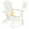 Giantex Adirondack Chair Outdoor Folding Chairs, HDPE Weather Resistant Patio Chair with Built-in Cup Holder Lawn Chair for Patio, Backyard, Balcony, Deck Outside Plastic Fire Pit Chair (4, Grey)(White)